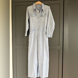 Young Fabulous & Broke Light Blue Denim Maxi Dress • M •